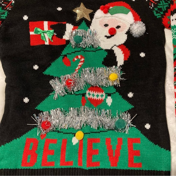 HOLIDAY SANTA 3D TREE KNIT SWEATER SIZE SMALL - Picture 5 of 5